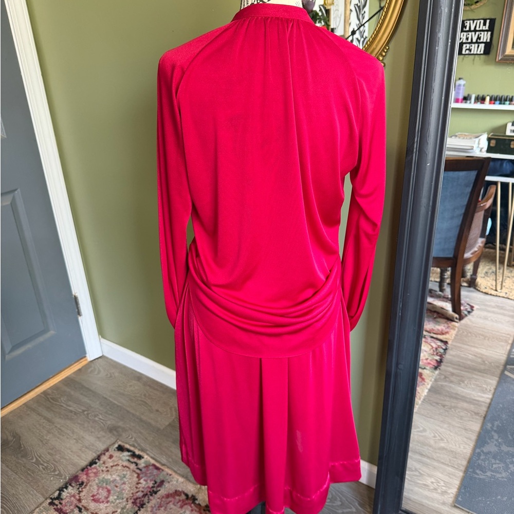 Vintage Halston Heritage Bold Fuchsia Long Sleeve Dress 2piece - Picture 7 of 11